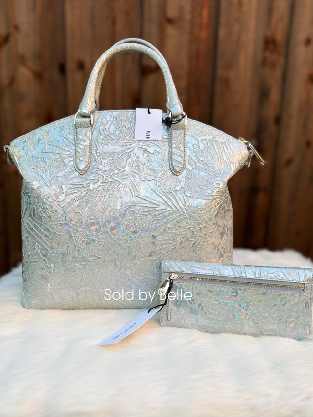 NWT Brahmin Large Duxbury & Ady Wallet Silver Serenade SET - Picture 3 of 6